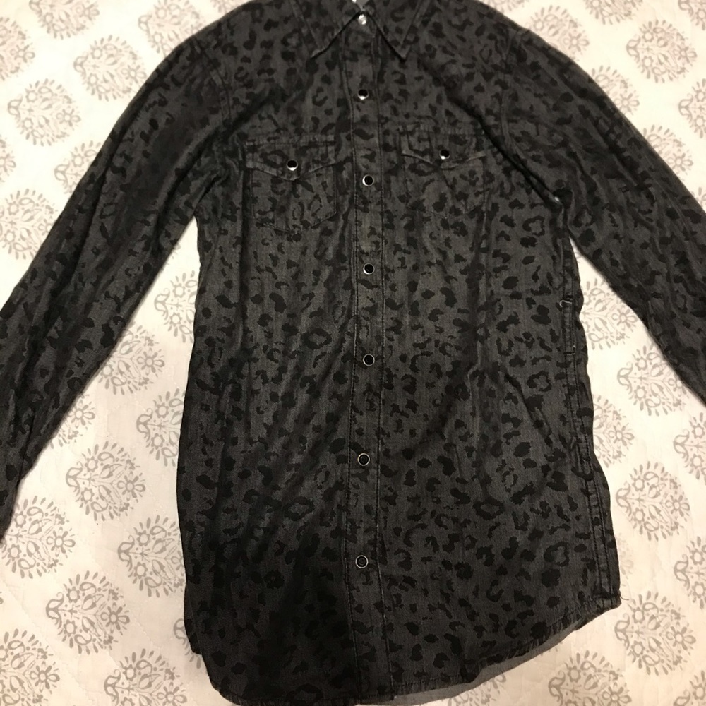 Leopard print black western shirt